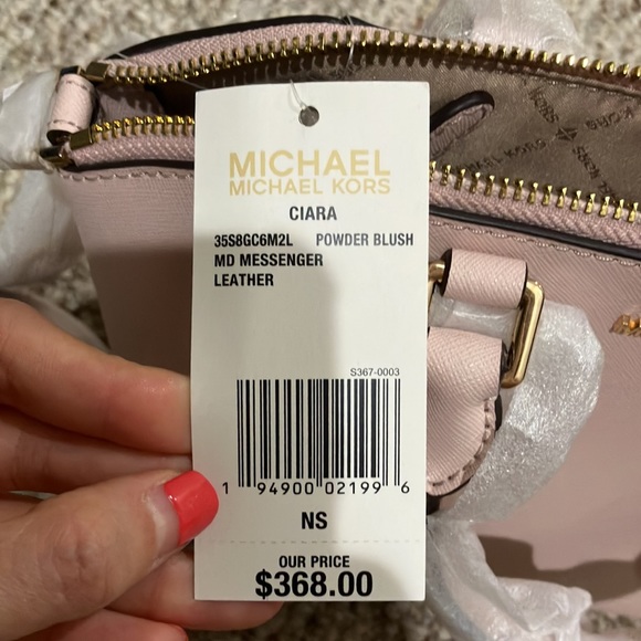 MICHAEL KORS CIARA 35S8GC6M2L MEDIUM MESSENGER LEATHER BAG IN POWDER BLU… - Picture 11 of 16